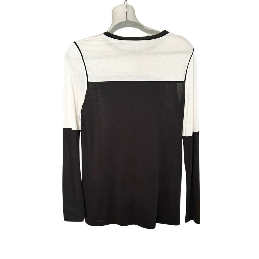 Vince Colorblock Long Sleeve Top – Black & Ivory, Size S - Picture 4 of 5